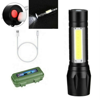 Wiederaufladbar Tragbares Aluminiumlegierung Cob mini Led Taschenlampe Flashlight