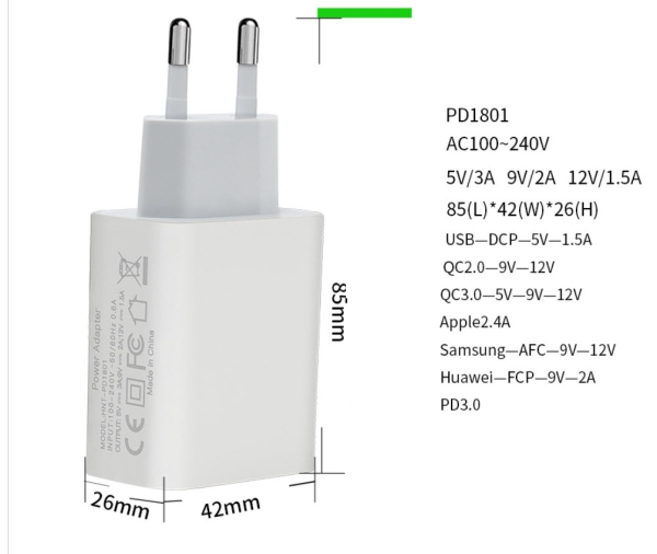 18W Usb-C Pd Schnell Ladegerät Netzteil + 2M Lightning Ladek