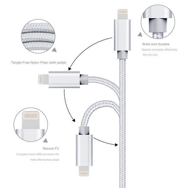 3M Lightning Iphone X Xs 7 8 Ladekabelpremium Nylon 2 A 3Met