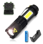 Tragbares Cob mini Led Taschenlampe Licht Fokus Flashlight Wiederaufladbar